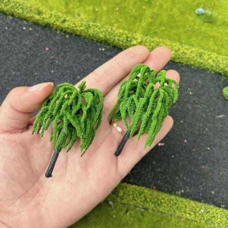 Miniature Willow Tree Model Set of 2 Mixed Sizes 65 to 95mm DIY Landscape Accessory for Diorama Train Layout School Craft