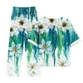 thumbnail image 6 of Atogsazn Womens Linen Cotton 2 Piece Outfits Summer Casual Vintage Floral Print Short Sleeve Tops Wide-Leg Pants Suit Sets Mint Green M on Clearance, 6 of 6