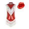 thumbnail image 2 of Sxiwei Women Sequin Fringe Latin Dance Leotard Sleeveless Metallic Bodysuit Cha Cha Salsa Tango Red XXL, 2 of 7