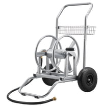 VEVOR Water Hose Reel Cart, 200/300ft High-Pressure Garden Hose Cart, Hoses Reel Carts with Two Wheels, Handle & Heavy-Duty Mesh Storage Basket, Dual-Purpose Portable Hoses Reels for Garden, Car, Pet