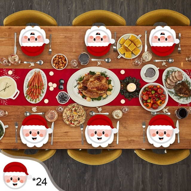 Christmas Party Supplies Disposable Plates, Cups, Napkins, and Tablecloth | Paper Tableware for Holiday Entertaining | Festive Dinnerware for Home, Office, or Party Decor