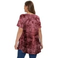 thumbnail image 5 of LATWIIV Women's Trendy Loose Pleated Tunic Solid Tops Puff Short Sleeve Tees Round Neck Leisure Shirts B-Wine_3X, 5 of 7