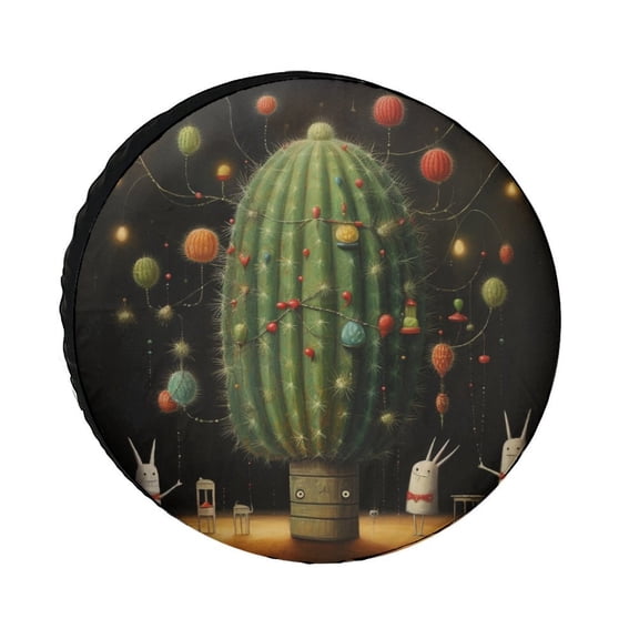 Camping Spare Tire Cover 12inch Christmas Cactus Camping Wheel Protectors Tyre Covers Weatherproof Wheel Covers Succulents Plants Cactus for Travel Trailer Camper Truck SUV Camper