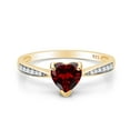 thumbnail image 2 of AFFY Simulated Garnet & White Cubic Zirconia Solitaire Heart Promise Ring 14K Yellow Gold Over Sterling Silver Gift For Her Ring Size-7, 2 of 7