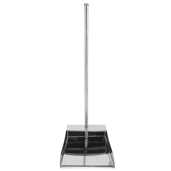 OUNONA Long Handle Stainless Steel Dustpan for Easy Indoor Cleaning and Storage