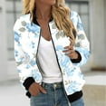thumbnail image 2 of skpabo Bomber Jackets for Women Zip Up Lightweight Jacket Flight Jackets Casual Floral Print Lapel Coat Open Front Cardigan Outdoor Running Jacket S-XXL, 2 of 5