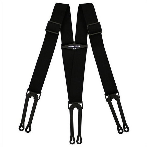 BAUER Heavy-Duty Elastic, Rubber Loop Hockey Pants SUSPENDERS, YOUTH L/XL, 28-40"