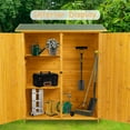 thumbnail image 2 of SESSLIFE 56"L x 19.5"W x 64"H Outdoor Storage Cabinet with Shelves, 3-tier Wooden Outdoor Storage Shed, Garden Lawn Backyard Storage Sheds, Natural Wood Color, TE2763, 2 of 10