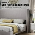 thumbnail image 6 of VanAcc Queen Platform Bed Frame 51.2" High Headboard Linen Tall Upholstered Bed/No Box Spring Required/Wood Slat Support/Easy Assembly Light Grey, 6 of 7