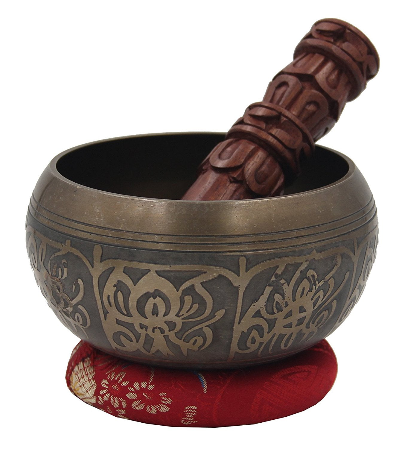 DharmaObjects Tibetan Singing Bowl Set With Mallet & Silk Donut