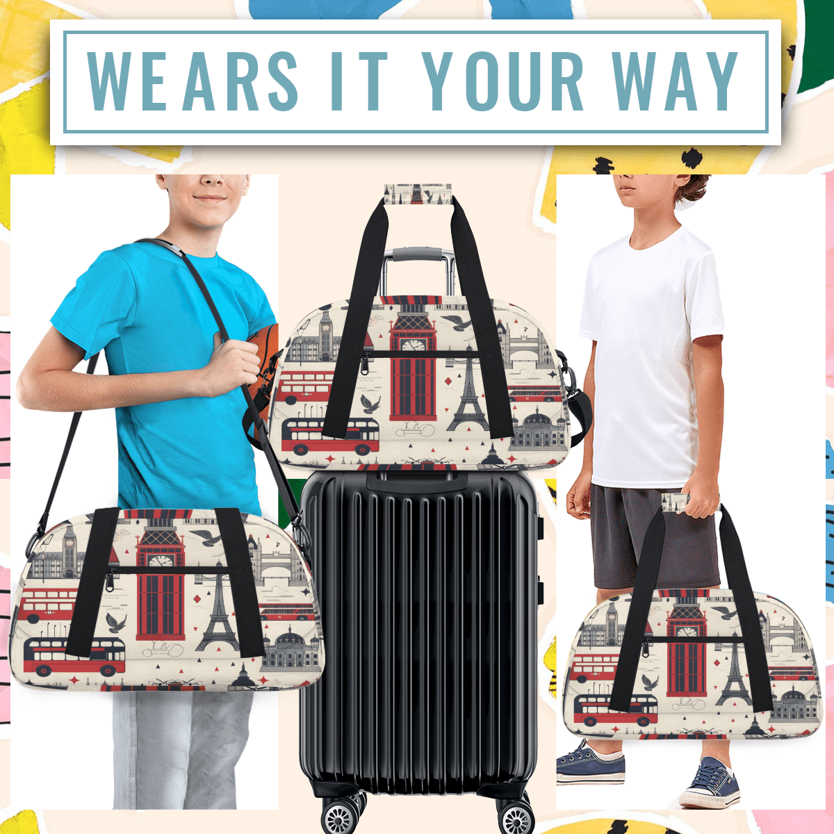 Herdesigns London Sports Duffle Bag for Women & Men, Big Ben England Gym Bag Dance Bag Overnight Bag Carry On Weekender Travel Bag