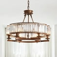 thumbnail image 4 of FINE MAKER 6 Lights Industrial Round Crystal Chandelier Rustic Pendant Flush Mount Ceiling Light Fixture for Dining Room Farmhouse Island, 4 of 11