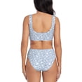 thumbnail image 3 of Daiia Gray White Floral Women's Bikini Set Two Piece Swimsuit High Waisted Bikini Adjustable Straps Bikini Perfect for Beach, Pool, and Summer Vacation-Small, 3 of 9