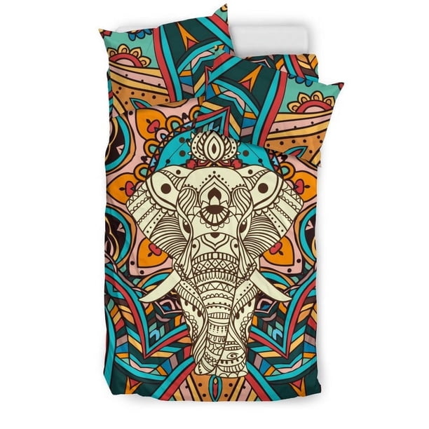 Juego de cama indio colorido elefante