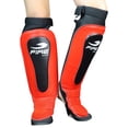 thumbnail image 2 of Par de Espinilleras de Piel Tipo Calceta Fire Sports MMA, Kick Boxing, Muay Thai, Rojo, 2 of 3