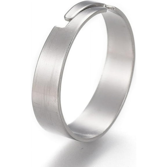 50Pcs Adjustable Plain Rings 201 Stainless Steel Wide Band Knuckle Rings