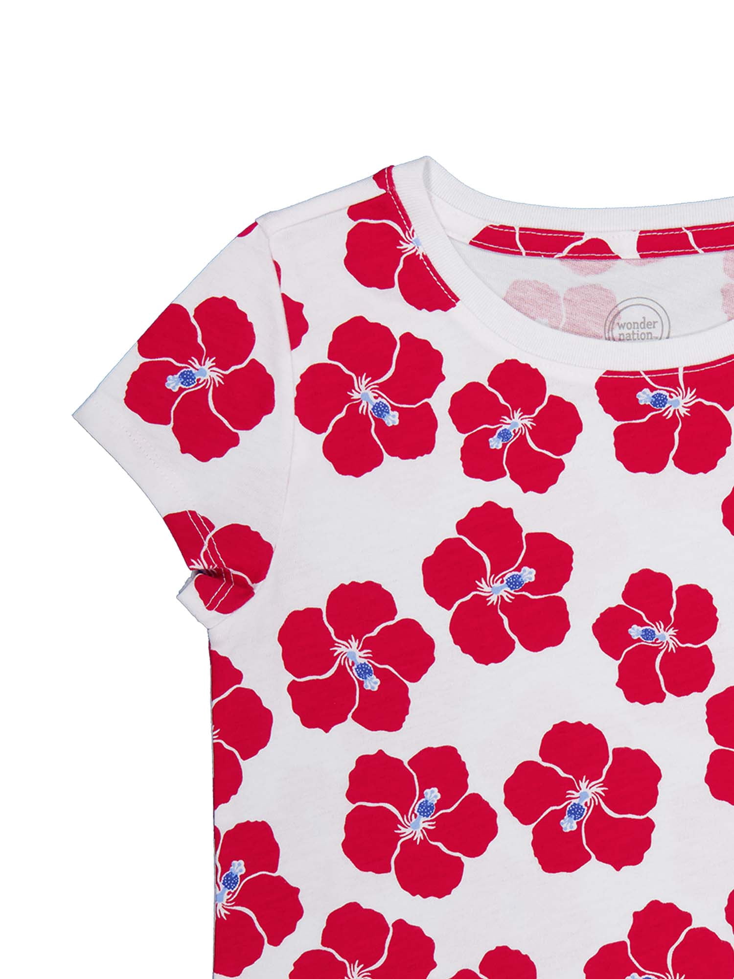 Wonder Nation Girls Kid Tough Tee with Short Sleeves, Sizes 4-18 & Plus