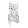 thumbnail image 7 of SEANATIVE One Piece Bathing Suit for Girls Mesh Cover-up Skirt Cutout One Shoulder Beach Swimsuits with Adjustable Strap, Size 9-10 Years Old, Leaf Cream White Blue, 7 of 7
