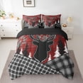 thumbnail image 2 of Feelyou Jungle Moose Elk Boys Bedding Comforter Set 7pcs, Rustic Western Plaid Queen Bedding Sets, Red Farmhouse Theme Reversible Queen Sheet Sets, Lightweight Room Decor, 2 of 7