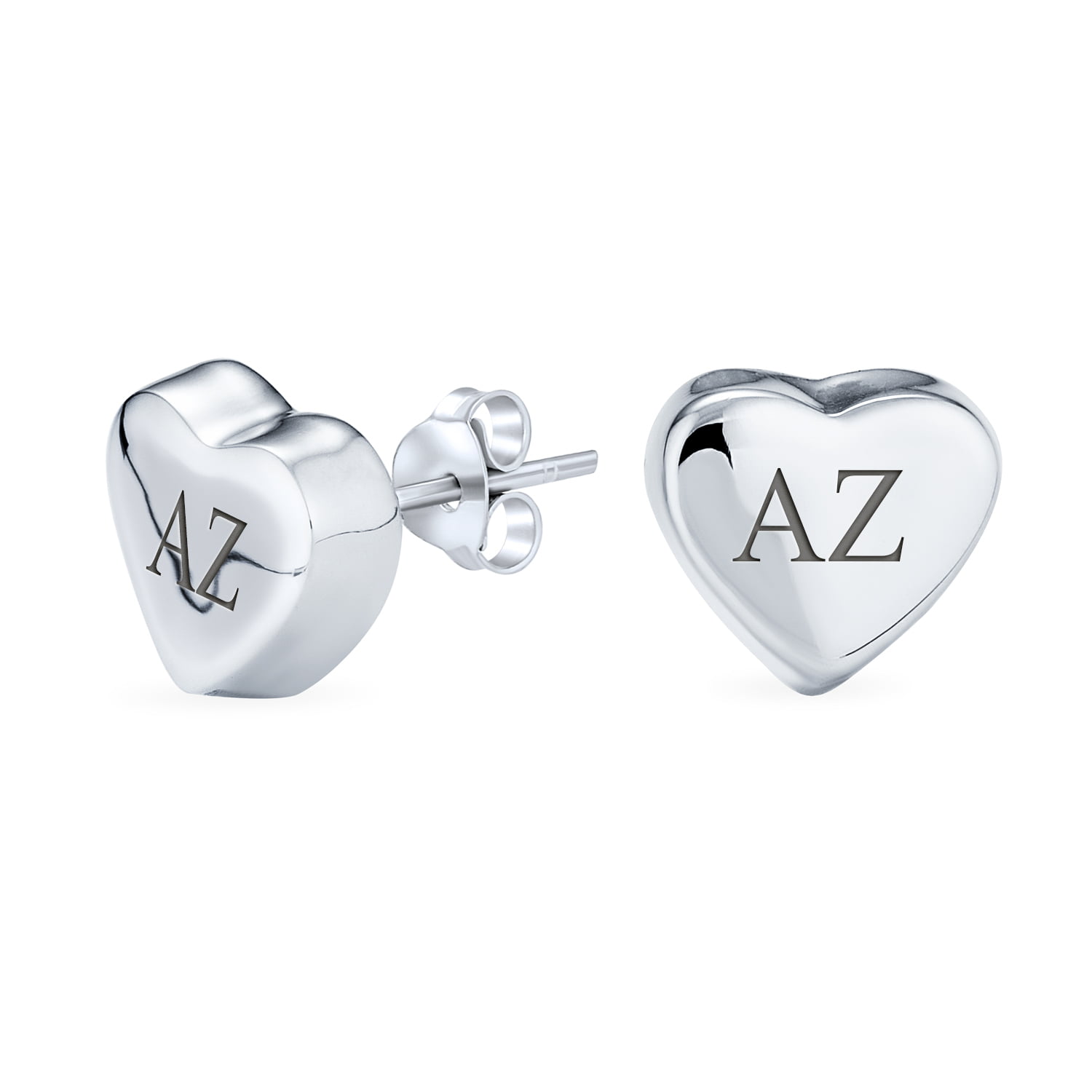 Womens .925 sterling silver Black and white heart earrings 4mm thick and 11mm wide Size 