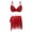 Red, variant on TiaoBug Women Sequin Skirt and Top Tassel Outfit Set Sparkly Belly Dance Costume Bra Tops and Fringe Skirts Sets Gold 38A, 38B, 38C