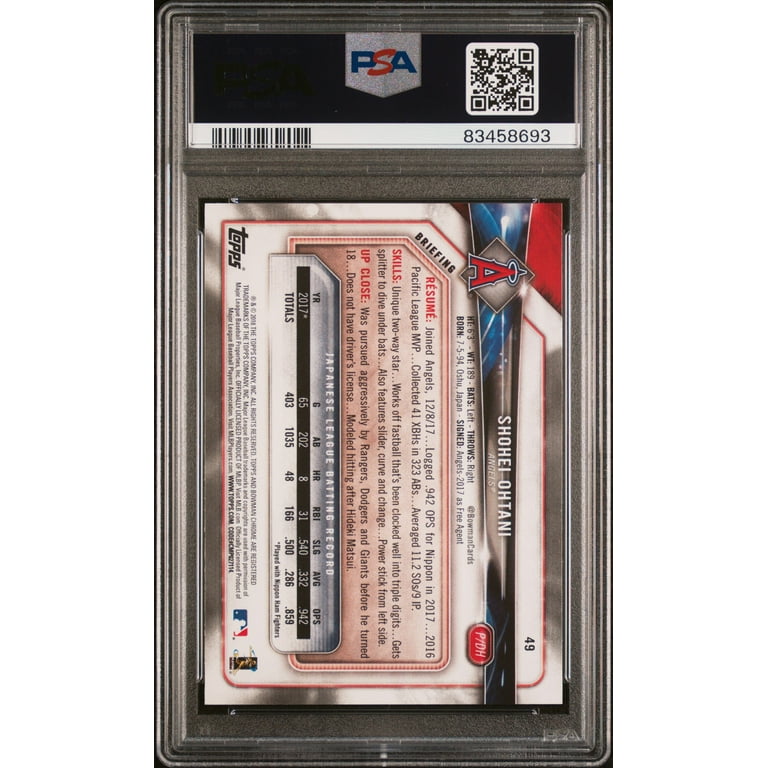 Shohei Ohtani 2018 Bowman Rookie Card #49 PSA 10 Gem Mint Shohei Ohtani 2018 Bowman Rookie Card #49 PSA 10 Gem Mint