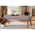 thumbnail image 5 of Odessa Mid-Century Modern Grey Fabric Upholstered and Walnut Brown Finished Wood Dining Bench, 5 of 5