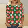 thumbnail image 2 of Christmas Sweatshirts for Women 3/4 Length Sleeve Christmas Tops Xmas Graphic Pullover Sweater Blouses Fleece Xmas Holiday Blouses Tops, 2 of 6