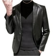 thumbnail image 4 of Odeerbi Blazer Jackets For Men Leather Blazer New Foreign Trade Motorcycle Lapel Large Size 2025 Casual Black, 4 of 8