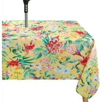 Outdoor Umbrella Tablecloth with Umbrella Hole for Oval Table Floral Patio Table Cloth with Zipper-60x84 inch