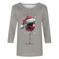 thumbnail image 3 of Camisetas de Manga Larga de las Mujeres Impresión de Navidad Cuello Redondo 3/4 Manga Suéter Superior, Moda Informal para Fiesta de Vacaciones Y Uso Diario, 3 of 7