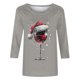thumbnail image 3 of Puntoco Camiseta de mujer con cuello redondo, manga 3/4 y estampado navideño, jersey de cuello redondo, camiseta de manga larga con cuello redondo, 3 of 3