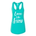 thumbnail image 2 of Wild Bobby Love Like Jesus Inspirational/Christian Women Racerback Tank Top, Tahiti Blue, Medium, 2 of 5