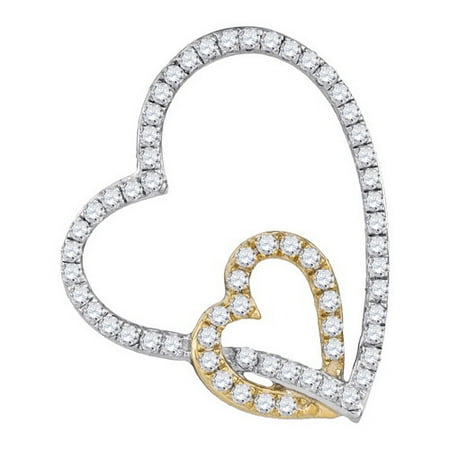 10K White Gold 0.33ctw Elegant Pave Diamond Fashion Interlocking Heart Pendant