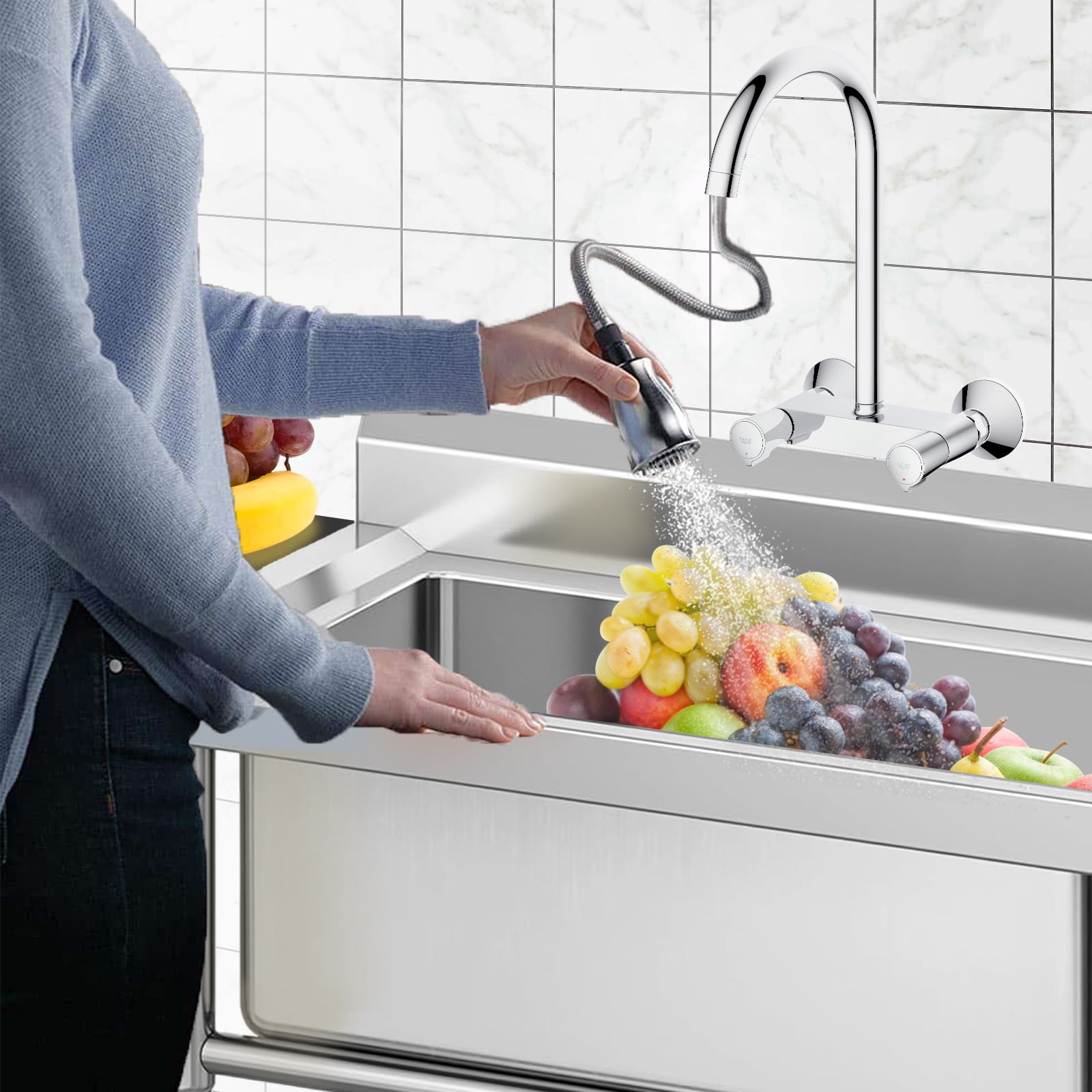 EastVita Gaomon Stainless Steel Sink, Commercial Kitchen Prep & Utility Sink Free Standing Single Bowl