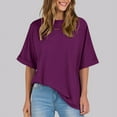 thumbnail image 4 of AherBiu Oversized Tops for Women T Shirts Summer Casual Loose Drop Shoulder 1/2 Sleeve Basic Top Tees, 4 of 6
