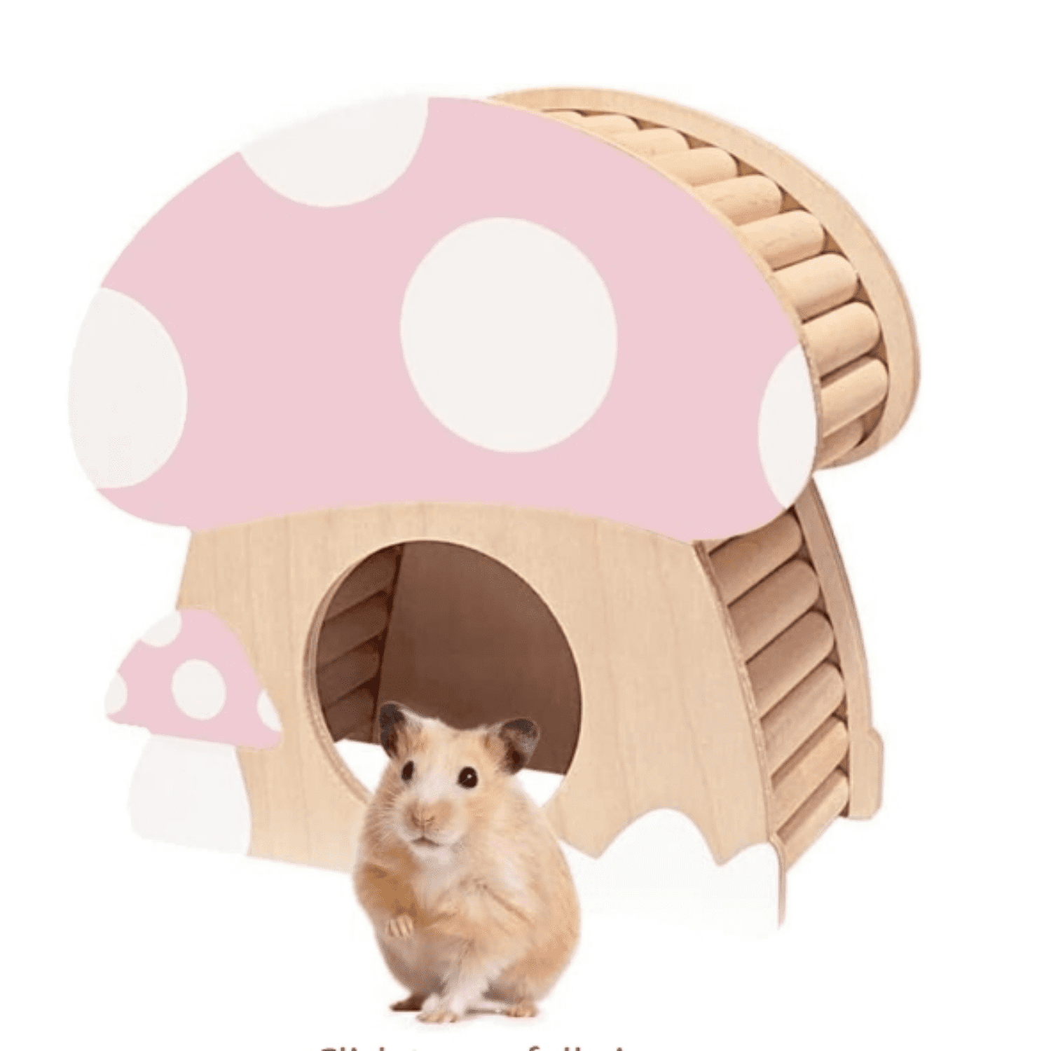Hamster Mini House, Mushroom-Shaped Wood Hide Home for Dwarf Hamsters, Rat, Gerbils, Syrian, Mice, Small Animals Hideout Habitat Hut, Wooden Hamster Hideaway Toys, Indoor Cave Cage Accessories