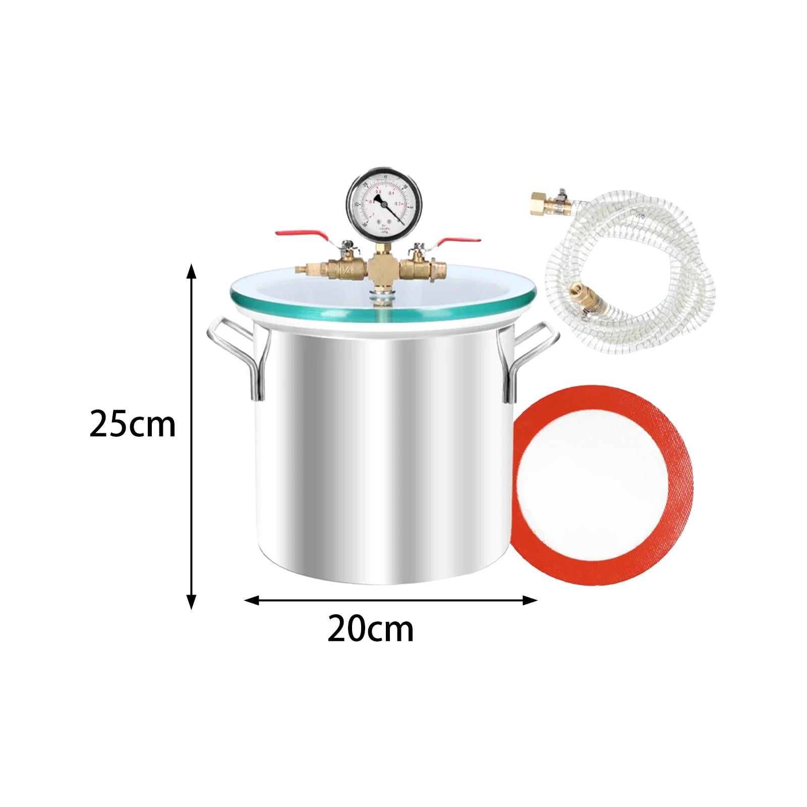 Miulika Vacuum Chamber Stainless Steel Chamber Degassing Resin Silicone Epoxies Stabilizing Wood Clear Lid Vacuum Defoaming Barrel , 2 Gallon