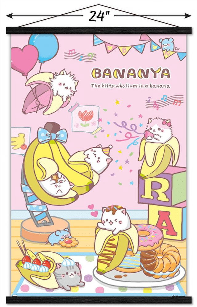Bananya - Party Wall Poster with Magnetic Frame, 22.375" x 34"