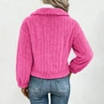 thumbnail image 4 of Women's Double Sided Fleece Jacket, Button Down Collar Long Sleeve Coat, Drop Shoulder Warm Jacket, Loose Fit Winter Top, Casual Fleece Outerwear, Plush Button Up Jacket Hot Pink XXL, 4 of 9
