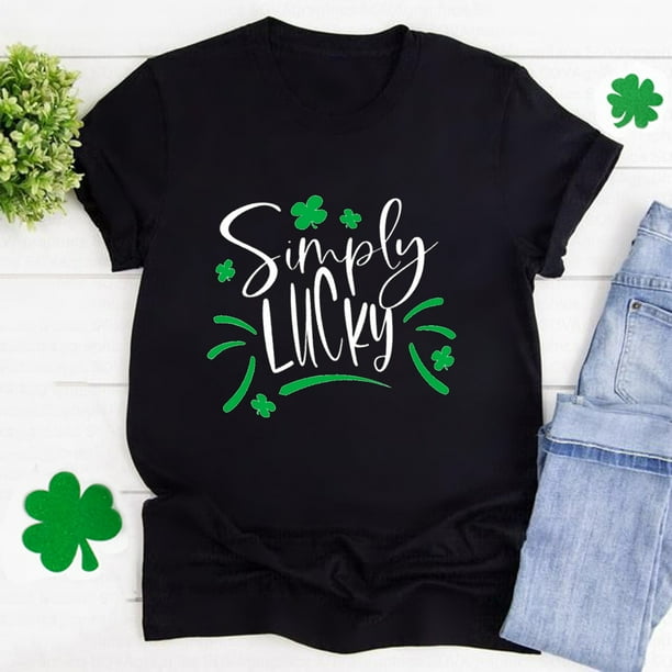 Puntoco - Camiseta de manga corta para mujer, estilo informal, con estampado del día de San Patricio Puntoco Puntoco-4625