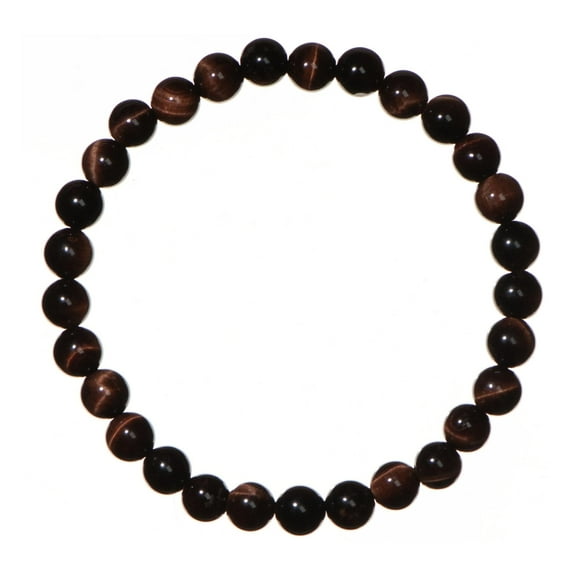LTC Designs 6mm Round Shiny Red Tiger's Eye Stretch Bracelet, 8", for Men and Women