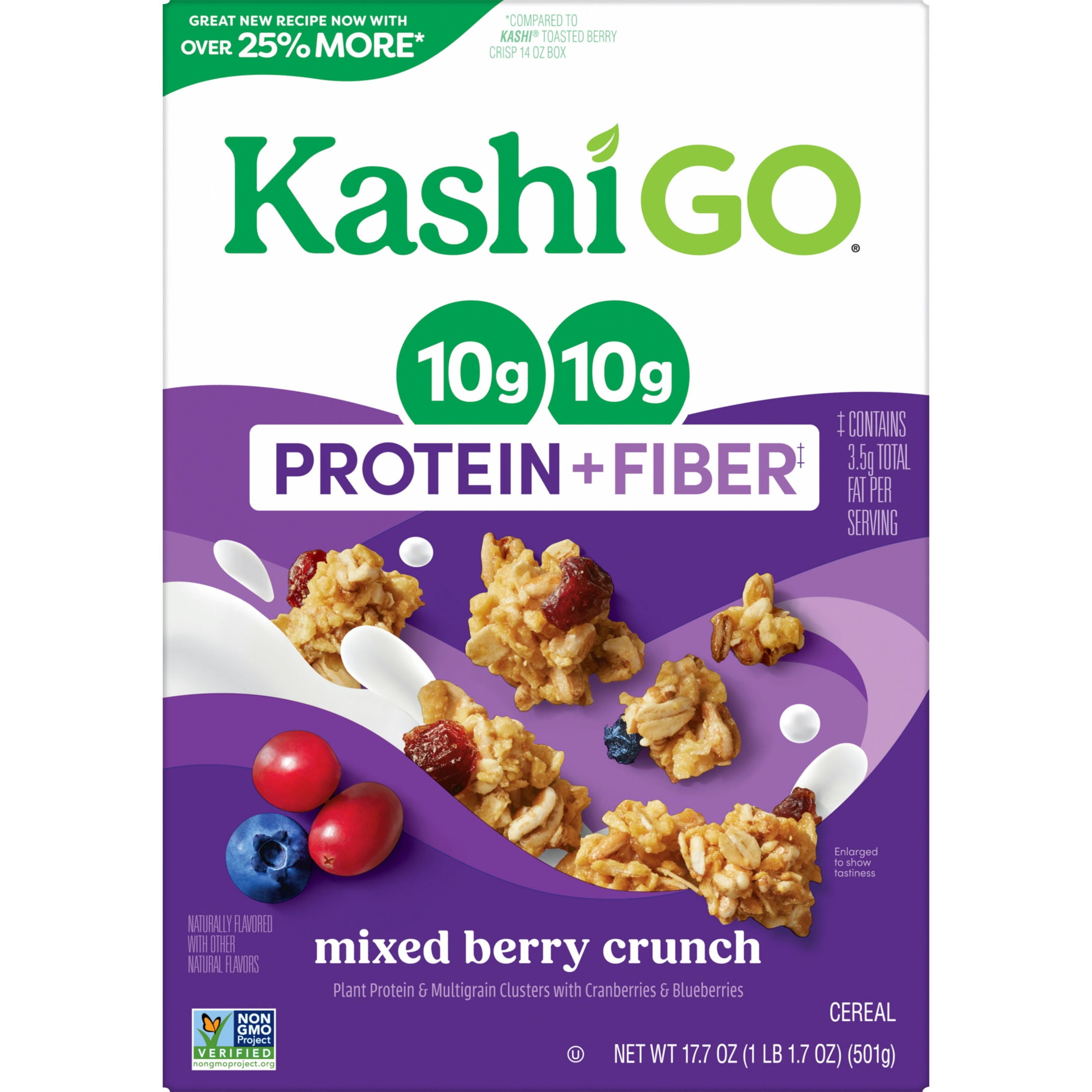 (10 pack) Kashi GO Mixed Berry Crunch Protein Cereal, 10g Protein, 17.7 oz
