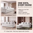thumbnail image 4 of LUCKHAO 71" Corduroy Frameless Foam Sofa, No Assembly 3-Seat Couch for Small Spaces with 3 Pillows, Cream White, 4 of 7