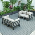 thumbnail image 2 of LeisureMod  Chelsea 4-Piece Outdoor Patio Sectional Loveseat Set Black Aluminum with Cushions Blue, 2 of 5