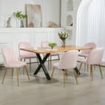 thumbnail image 5 of Newnno Velvet Modern Dining Chairs Set of 4, Upholstered Armless Accent Side Chair with Metal Legs for Kitchen Dining Room, Pink, 5 of 6