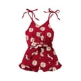 thumbnail image 2 of DPTALR Summer Baby Girls Clothes Infant Belt Little Daisy Print Refresh Sling Jumpsuit, 2 of 9
