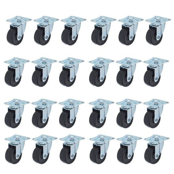 Handdo 24Pcs 2 Inch Heavy Duty Polyvinyl Chloride Swivel Caster Plate Casters Without Brake Wheels Black