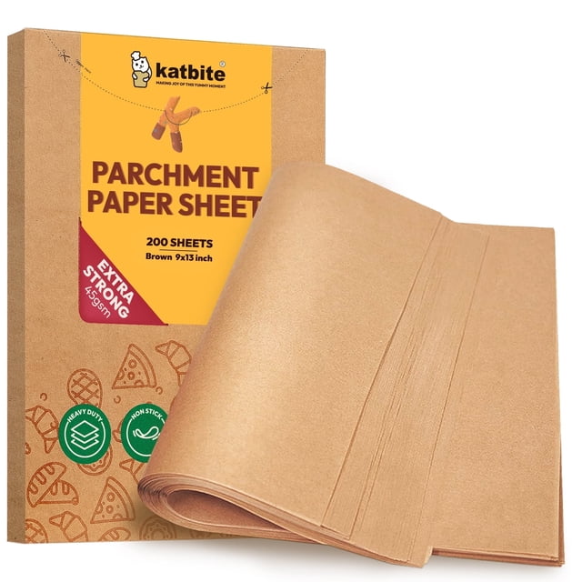 Katbite Papier Parchemin Non Blanchi 9x13 Pouces 200 Pcs, Brun