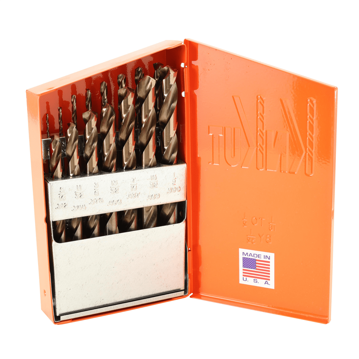 KnKut 15 Piece HD Hex Shank M35 Cobalt Jobber Length Drill Bit Set 1/16"-1/2" by 32nds